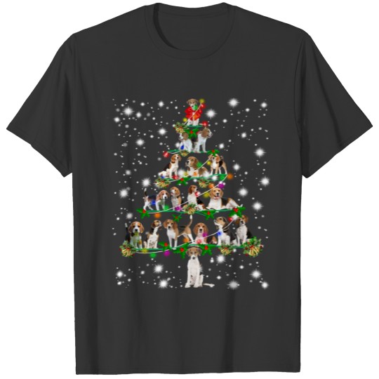 Beagle Dog Christmas Fairy Light Ornaments Tree T-shirt
