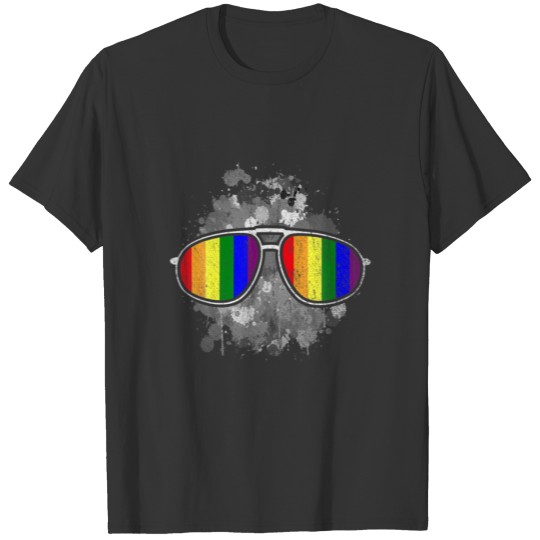 Rainbow Cool Sunglasses Queer Gay Pride Month LGBT T-shirt