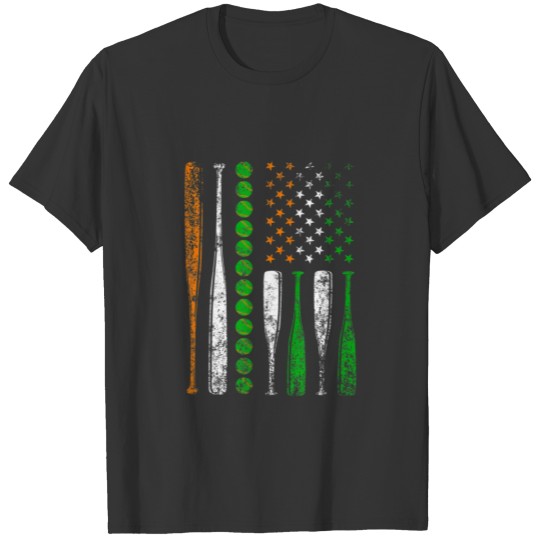 Retro Baseball American Flag St Patricks Day Irish T-shirt