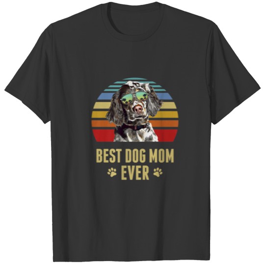 English Setter Best Dog Mom Ever Retro Sunset T-shirt