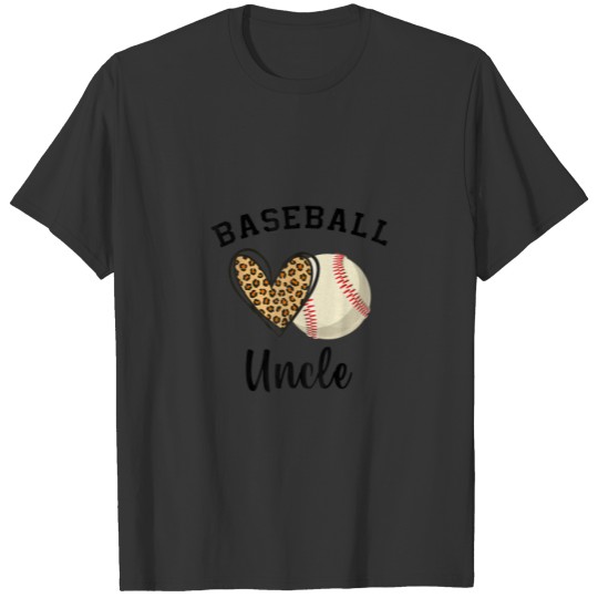 Womens Baseball Uncle Leopard Heart Funny Sports P T-shirt