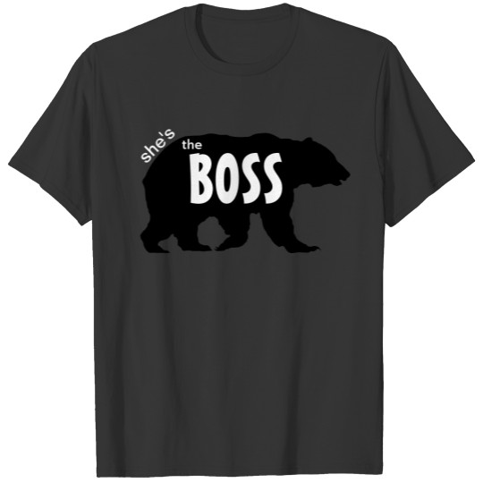 Shes the Boss Bear Black Silhouette T-shirt