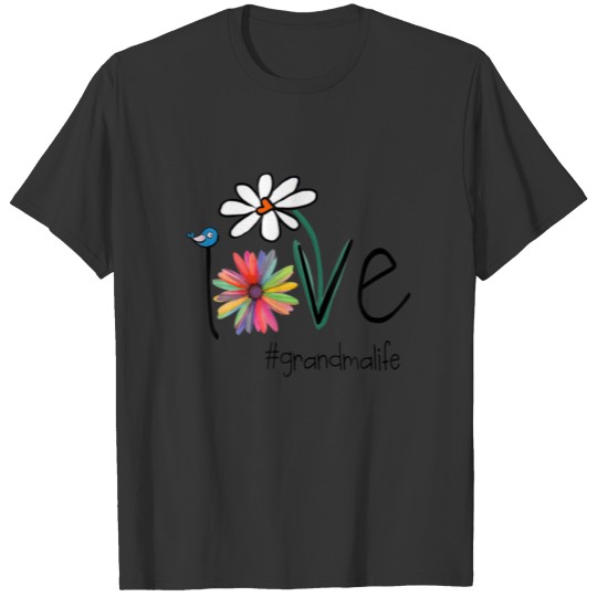 Womens Love Grandma Life - Art Flower T-shirt