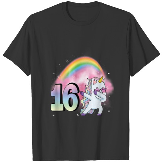 16Th Birthday Dabbing Party Unicorn Girl 16 Year O T-shirt