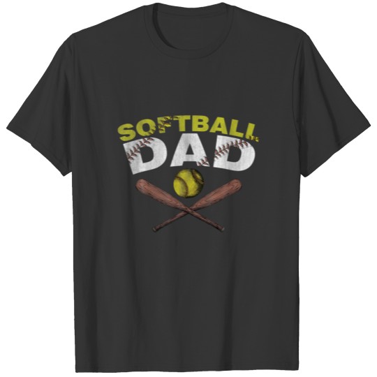 Mens Softball Dad Softball Lover For Father Father T-shirt