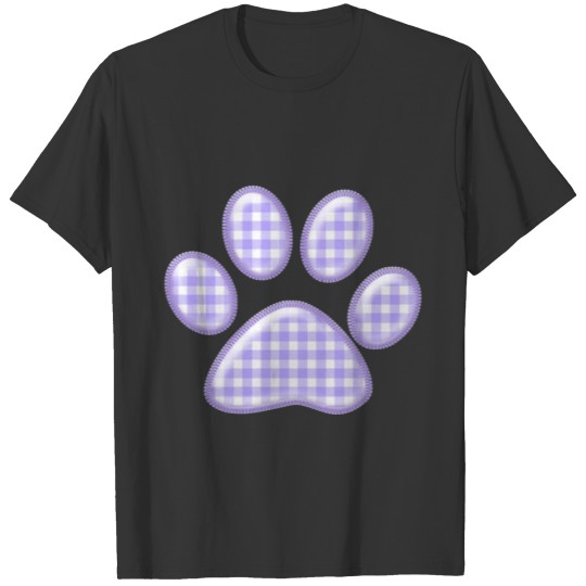 gingham cat paw - purple T-shirt