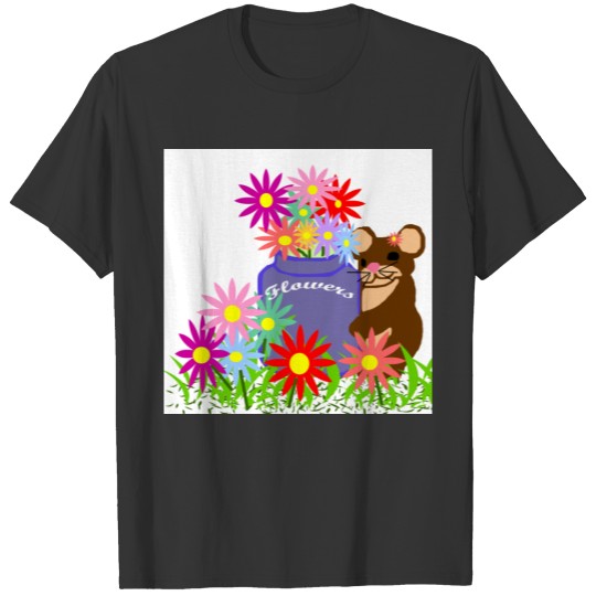 Mouse flower jar T-shirt