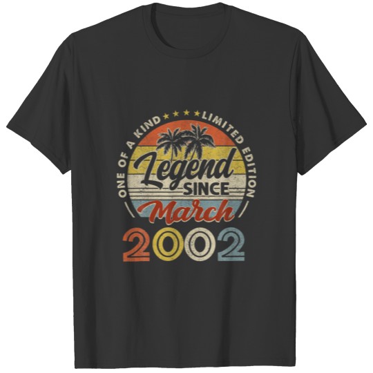 Vintage Legend Since March 2002 20 Years Old Birth T-shirt