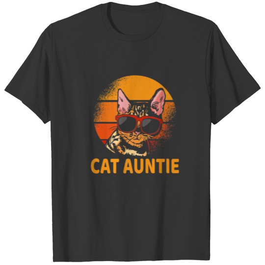 Vintage Cat Auntie Retro Mother's Day Aunt Women D T-shirt