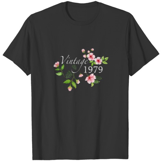 Vintage 1979 Cherry Blossom 43Rd Birthday Mothers T-shirt