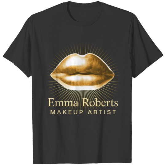Makeup Artist 3D Gold Lips Beauty Salon T-shirt