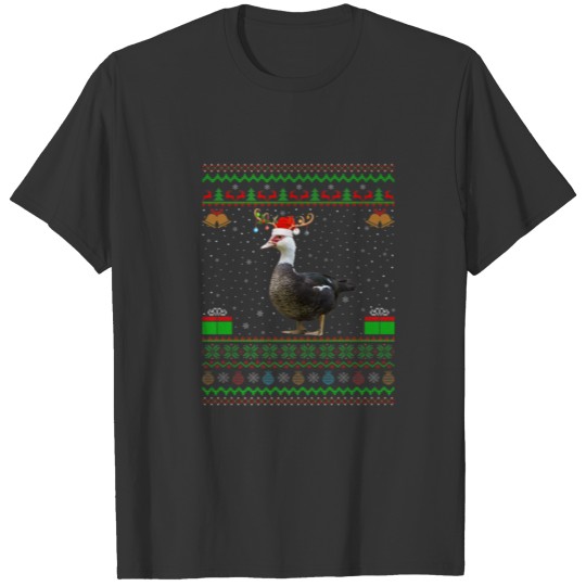 Reindeer Santa Hat Matching Ugly Muscovy Duck Chri T-shirt