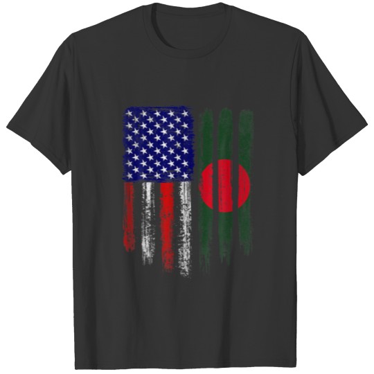 Vintage Patriotic USA Bangladesh Flag Distressed T-shirt