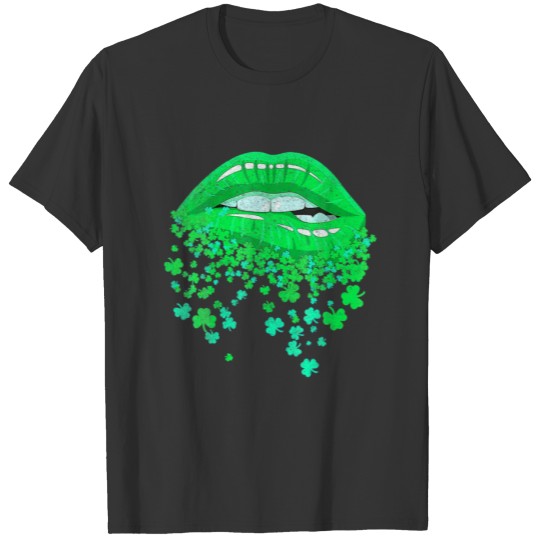 Lips Sexy Green Cool Irish Shamrock St Patricks Da T-shirt