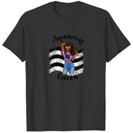 Womens Straight Ally Black Women Aquarius Queen Zo T-shirt