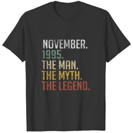 Mens 26 Years Old November 1995 Man Myth Legend 26 T-shirt