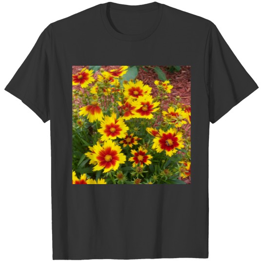 Photo of sunny red and yellow Coreopsis Flowers T-shirt