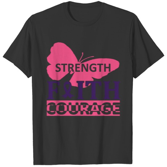 Strength Faith Courage Breast Cancer Awareness Sweat T-shirt
