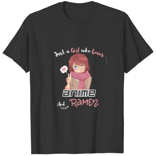 Just A Girl Who Loves Anime And Ramen Japanese Art T-shirt