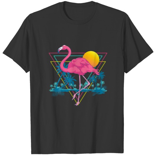 Pink Flamingo Beach Summer Vibes Palm Trees Tropic T-shirt