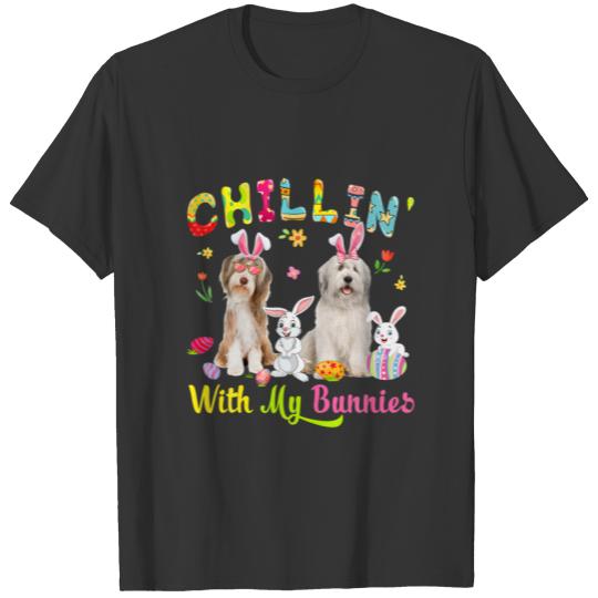 Chillin' With My Bunnies Cute Bunny Bearded Collie T-shirt