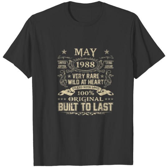 May 1988 34 Years Old 34Th Birthday Gifts T-shirt