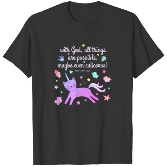 Cute Caticorn | All Things are Possible | Purple T-shirt