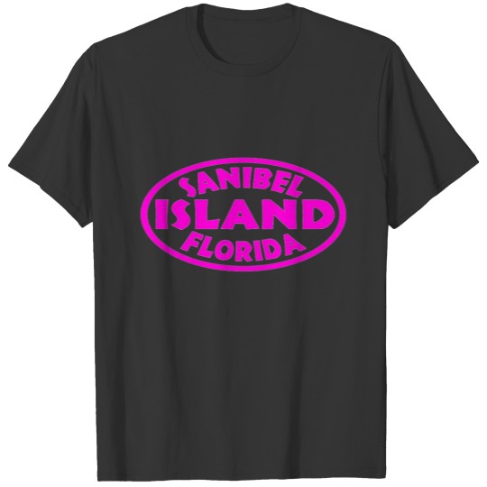 Sanibel Island Florida pink oval T-shirt