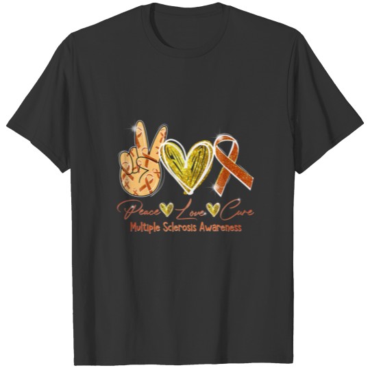 Peace Love Cure Multiple Sclerosis Awareness Orang T-shirt