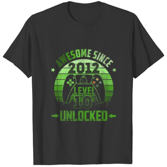 10 Year Old Birthday Unlocked Level 10 Awesome Sin T-shirt