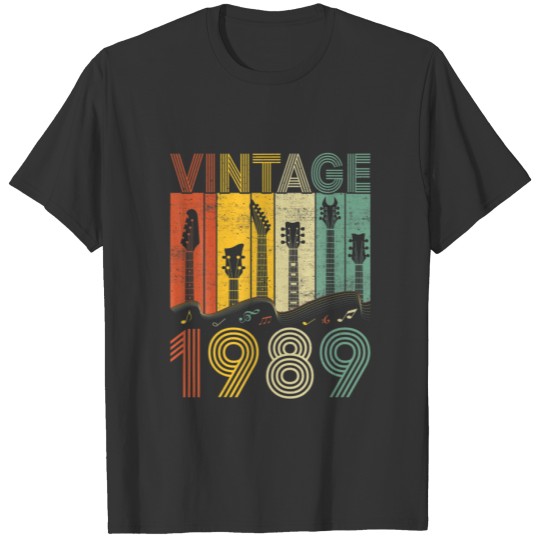 Retro Vintage 1989 Guitarist 1989 Birthday Guitar T-shirt
