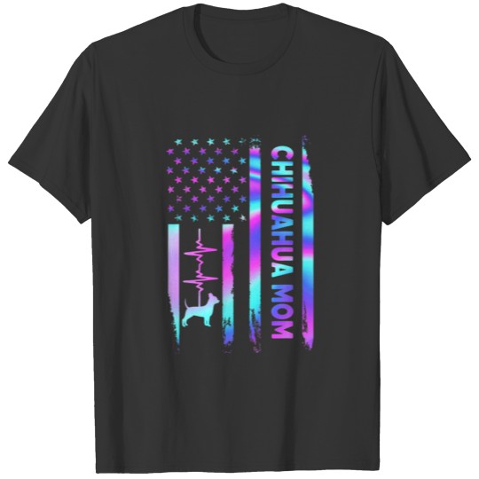 Chihuahua Mom American Flag Tie Dye Dog Lover Moth T-shirt