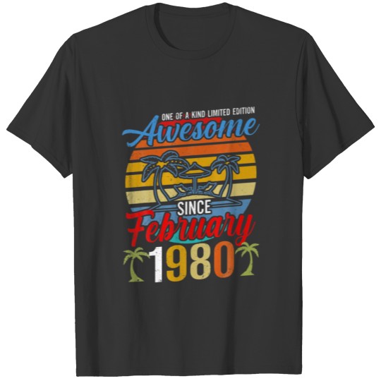 Awesome Since February 1980 Vintage Retro Birthday T-shirt