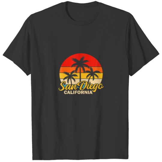 San Diego California Palm Tree Summer Surfing Surf T-shirt