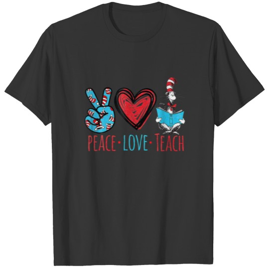 Teacher Life Peace Love Teach Gift For Teacher Cat T-shirt