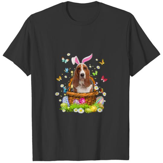 Easter Basset Hound Dog Costume Bunny Easter Egg B T-shirt