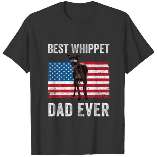 Mens Whippet Dad American Flag Whippet Dog Lover O T-shirt