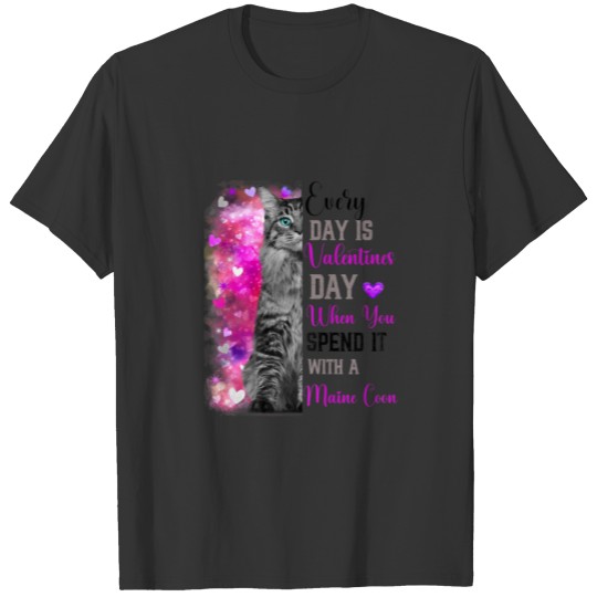 Womens Valentines Day Maine Coon Cat Mama Mother F T-shirt