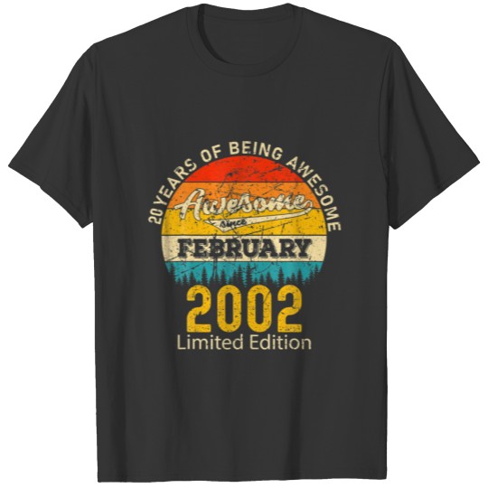20 Year Old Born In February 2002 Vintage 20Th Bir T-shirt