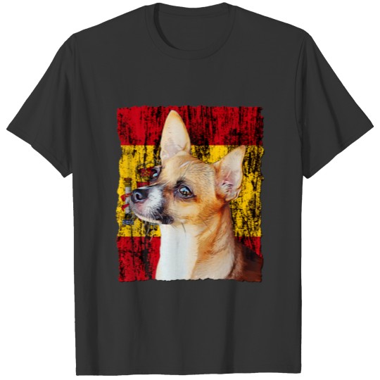 Patriotic Chihuahua Spain Flag - Distressed Flag P T-shirt