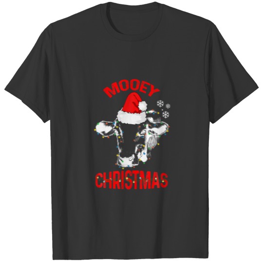 Mooey Christmas Fun Heifer Santa Xmas Light Cow Fa T-shirt