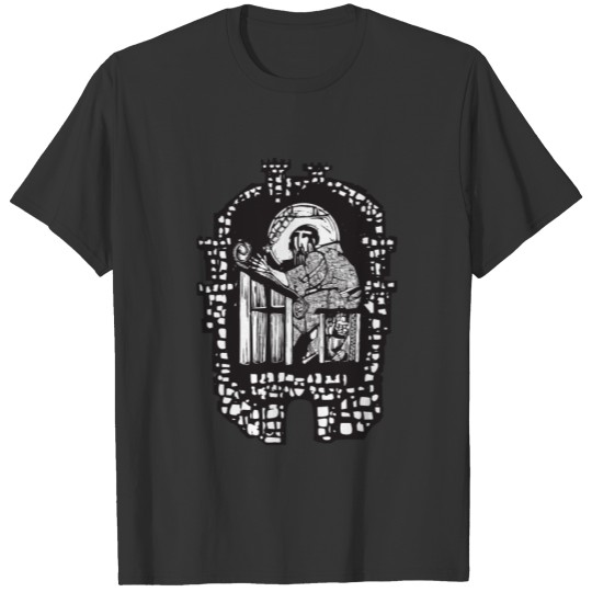 Woodcut Monk in Monastery T-shirt