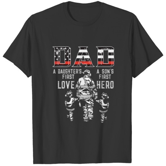 Mens Oxbd Dad Daughter Love Son Hero Fireman Dad F T-shirt