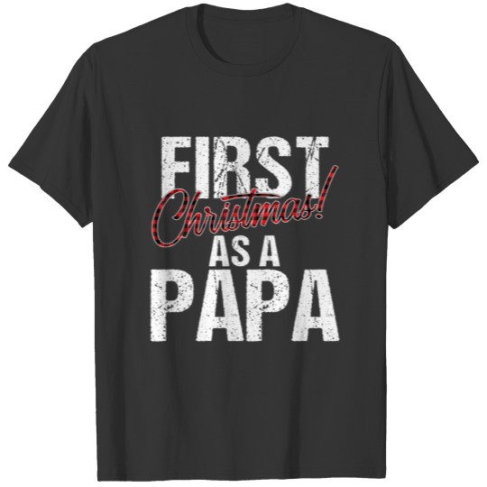 Mens Vintage First Christmas As A Papa Plaid Dad C T-shirt