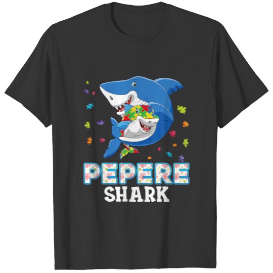 Pepere Shark Autism Awareness Rainbow Puzzle Match T-shirt