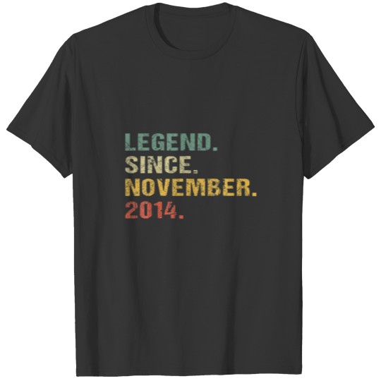 Boys Girls Legend Since November 2014 Retro 7Th Bi T-shirt