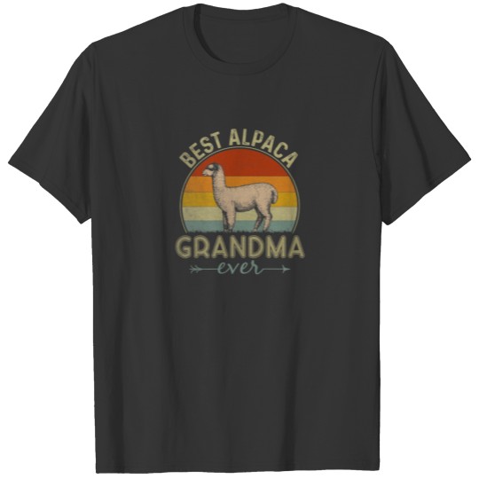 Womens Best Alpaca Grandma Ever Retro Design Funny T-shirt