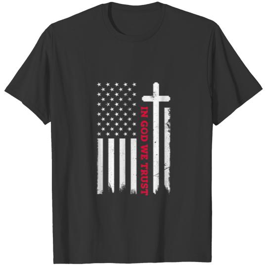 In God We Trust with Patriotic Vintage American Fl T-shirt