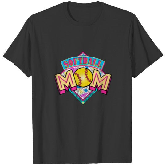 Retro Softball Mom Happy Mother's Day Leopard Spor T-shirt