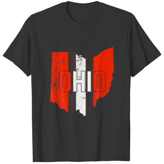 Vintage State Of Ohio Pride Striped Flag T-shirt